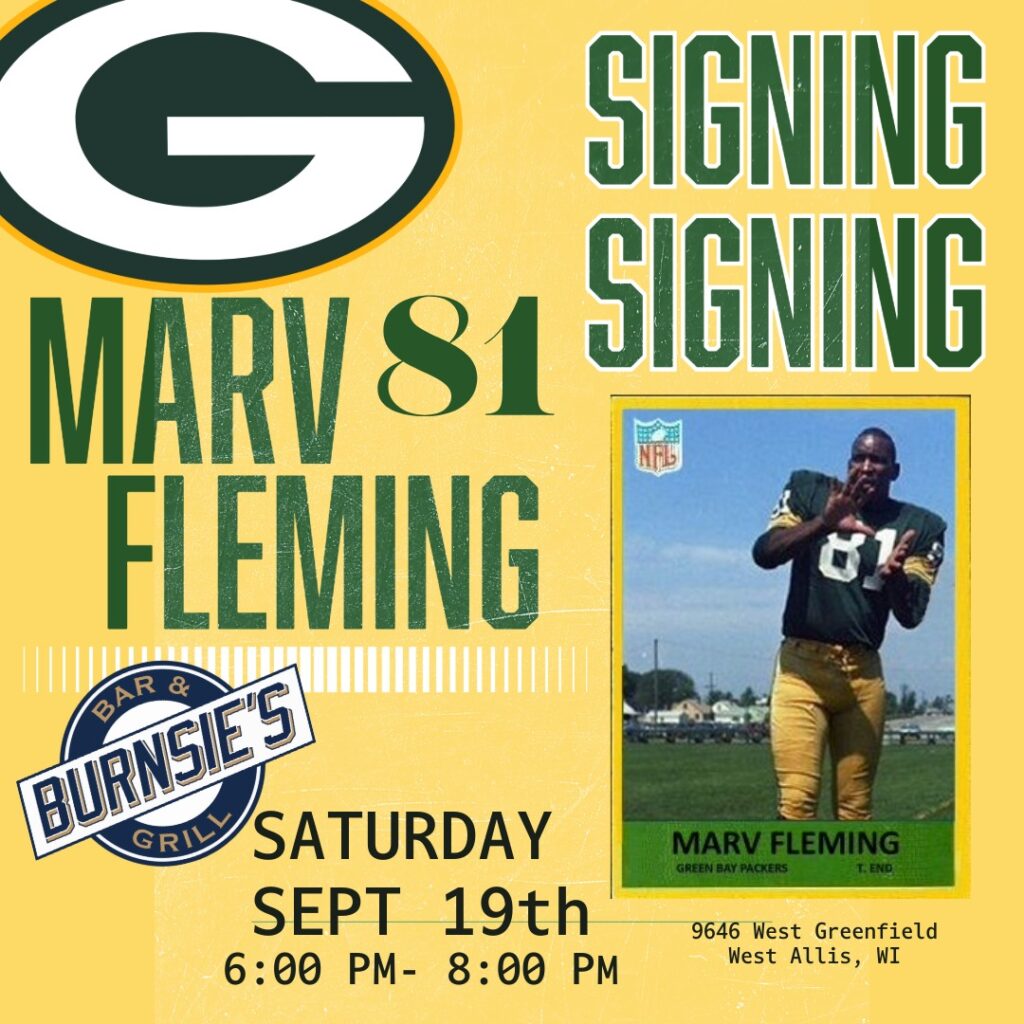 Green Bay Packer Marv Fleming at Burnsie's